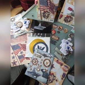 Patriotic Scrapbooking Items And Stickers -  Navy Theme Lot